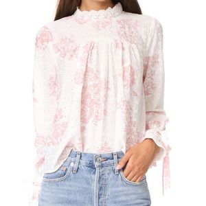 English Factory Pink Rose Cotton Top, XS
